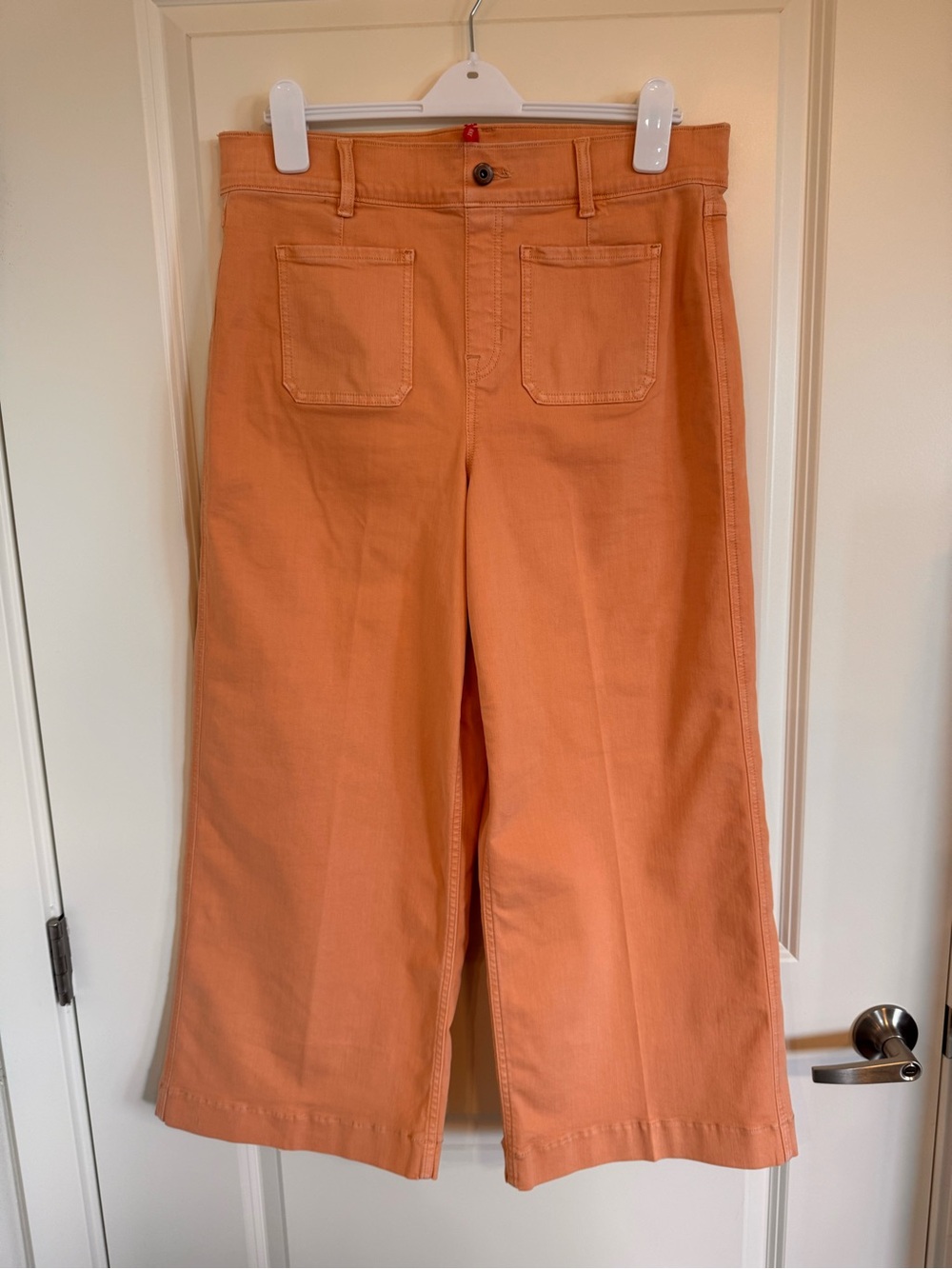 SPANX Peach Stretch Twill Cropped Wide Leg Pants High Rise Pocket Size XL